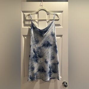 Mahina Satin/Silk Blue White Dress